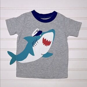 EUC 100% Cotton Shark Captain Appliqué Shirt
